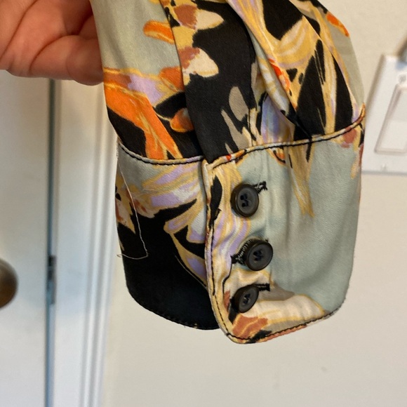 Free People Under The Palms Black Multicolored Shirt Long Sleeve - Picture 5 of 7